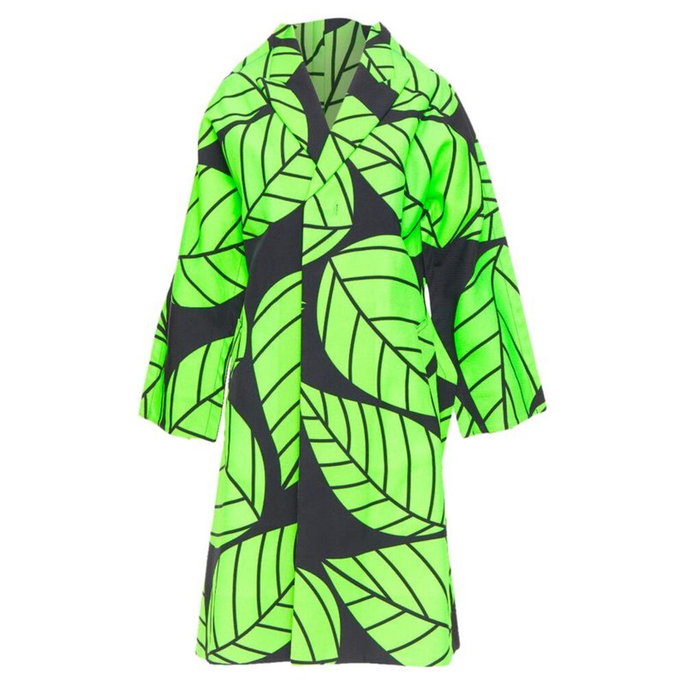 Comme des Garcons leaf print 2D oversized structured canvas coat